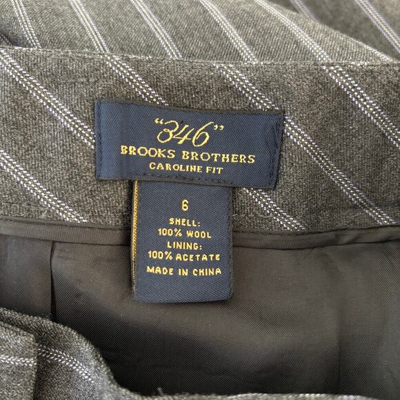 Brooks Brothers Wool Caroline Fit Trousers Size 6 Pinstripe Gray Purple Office - Picture 8 of 8